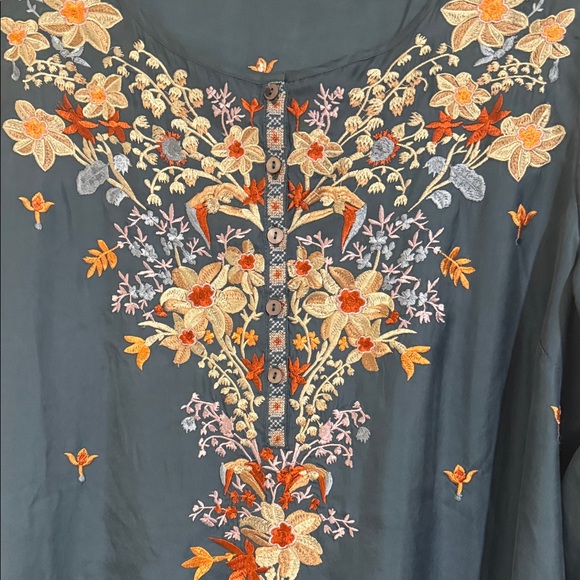 Sundance Teal Floral Embroidered Tunic - Picture 3 of 8